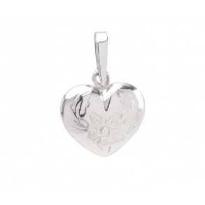Hjerte m/Graveret Blomst 15 mm A216049