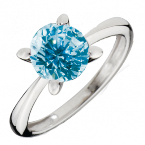 8kt Hvidguldring m/Turkis Zirkonia AOOJ09GOP-ZB