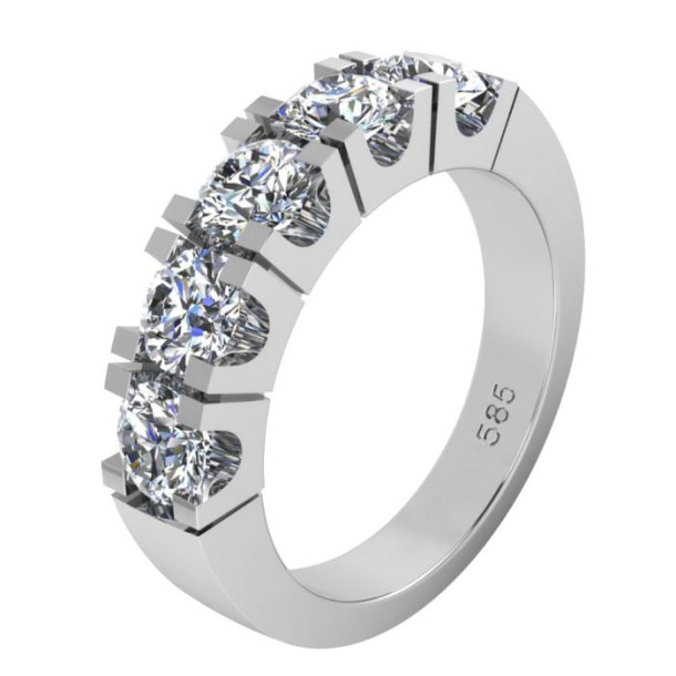 14kt Hvidguldsring m/2.00ct. Diamanter str. 54 