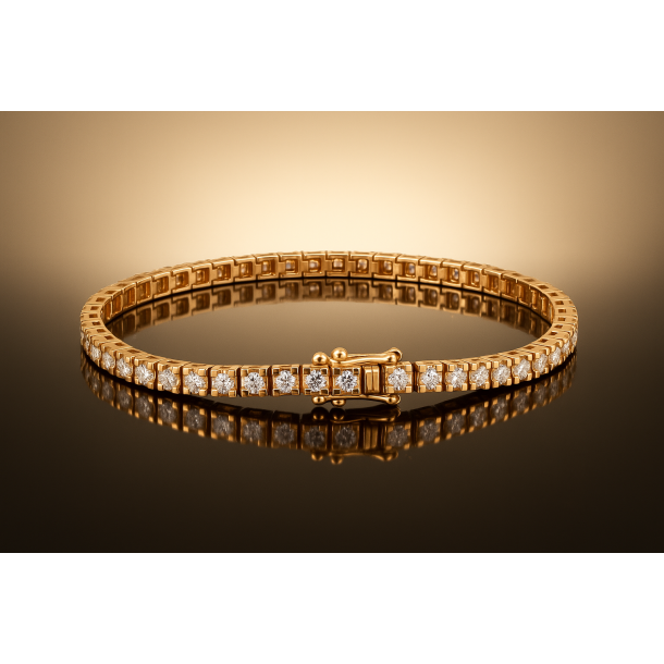 18 Kt Guld Tennis Armb�nd m/3,00 Ct TW/SI