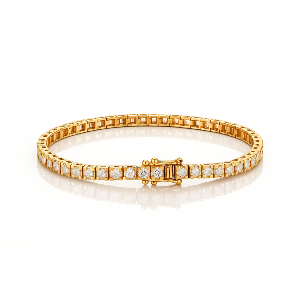 18 Kt Guld Tennis Armb�nd m/3,00 Ct TW/SI