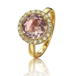 14 kt Guldring m/Brillant/Morganit