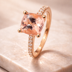 14 Kt Guldring m/Brill/Morganit