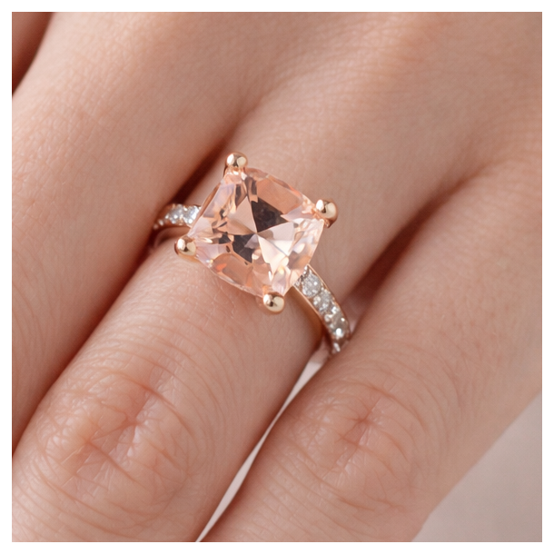 14 Kt Guldring m/Brill/Morganit