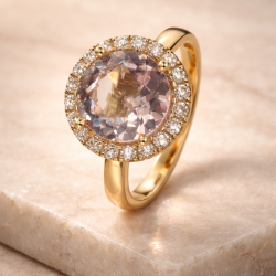 14 kt Guldring m/Brillant/Morganit