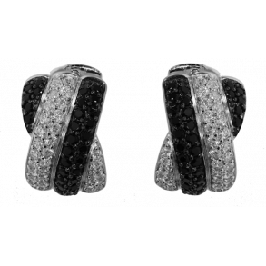 Slv Creoler m/Sorte og Hvide Zirkonia