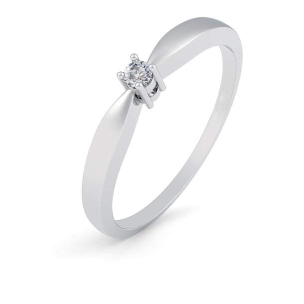 14Kt Hvidgulds Ring m/0.03ct W/SI Diamant