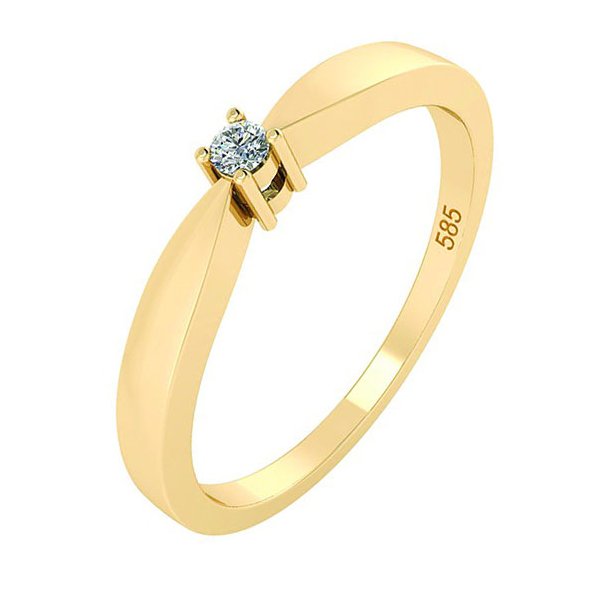 14Kt Guldring m/0.03ct W/SI Diamant