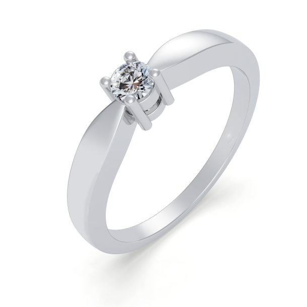 14kt Hvidguldsring m/0.10ct W/SI Diamant