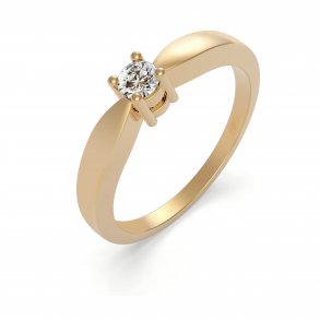 14kt Guldring m/0.10ct W/SI Diamant