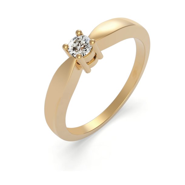 14kt Guldring m/0.10ct W/SI Diamant