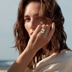 18kt. Guld/Slv Curve Ring 2000002900