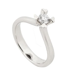 14 Kt 0,31ct brillant W/SI Hvidgulds Ring m/Hjertefatning