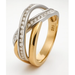 14kt Guld/Hvidguld RING Med 0,25 Diamanter 