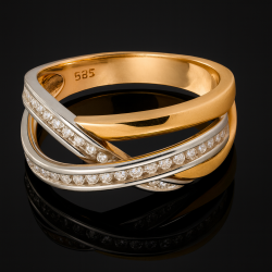 14kt Guld/Hvidguld RING Med 0,25 Diamanter 