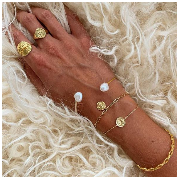 Hultquist Mneskin Forgyldt Slv Armbnd S05014G