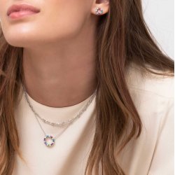 SJ Biella Grande Slv Halskde m/Farvede Cz SJ-C338(1)-XCZ