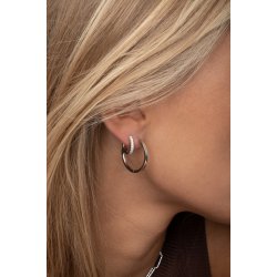 SJ Ellera Slv Hoops 14mm m/Hvide Cz SJ-E2859-CZ