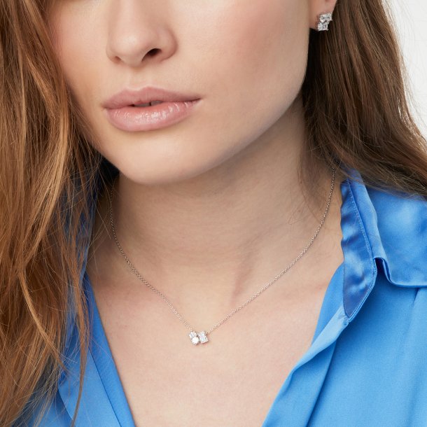 SJ Slv Ivrea Tre Halskde m/Zirkoner SJ-N12306-CZ