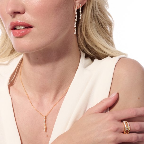 Sif Jakobs Ellera Ovale Lungo Forgyldt Slv Halskde SJ-N2421-CZ-YG