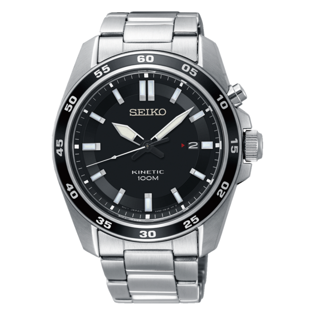 Seiko Kinetic Stl m/Sort Skive SKA785P1