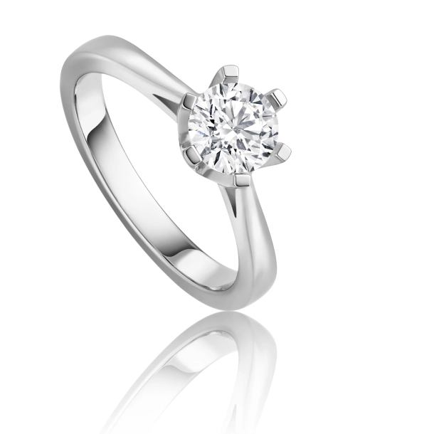 14 kt. hvidguldsring med 1,01 ct. labgrown diamant (E / VVS2)