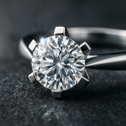 14 kt. hvidguldsring med 1,01 ct. labgrown diamant (E / VVS2)