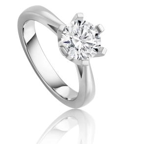 14 kt. hvidguldsring med 1,52 ct. labgrown diamant (E / VVS2)