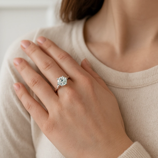 14 kt. hvidguldsring med 1,52 ct. labgrown diamant (E / VVS2)