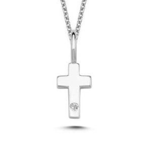 Nuran 14kt Hvidguld Korsvedhng m. 0,005ct V2200-KORShg0005