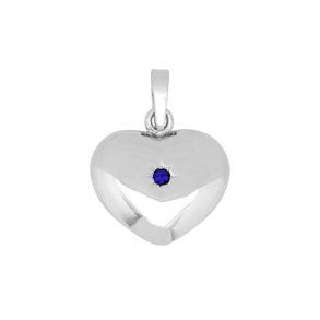 Rhodineret Slv Hjertevedhng m/Synt. Safir 29160290916