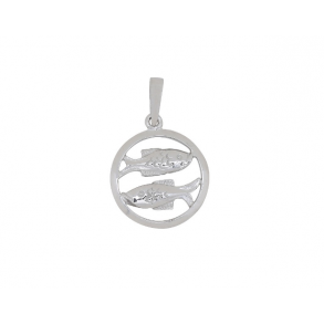 Rhodineret Slv Stjernetegn Fisken 12 mm A216014