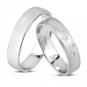 14kt Hvidgulds Vielsesring m/0.07ct Diamanter