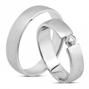 14kt Hvidgulds Vielsesring m/0.05ct Diamant