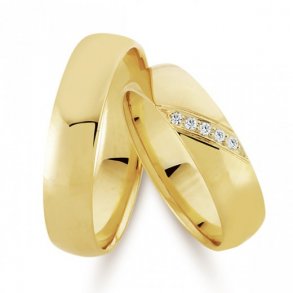 14kt Vielsesring m/5x0.01ct w/vs Diamanter