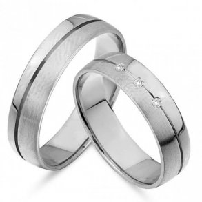 14kt Hvidgulds Vielsesring m/3x0.01ct w/vs Diamanter