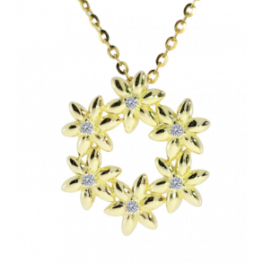 Forgyldt Blomsterkrans Vedhng + Kde