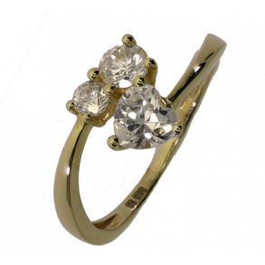 14kt Guldring m/3 Zirkonia