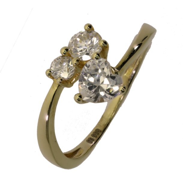 14kt Guldring m/3 Zirkonia