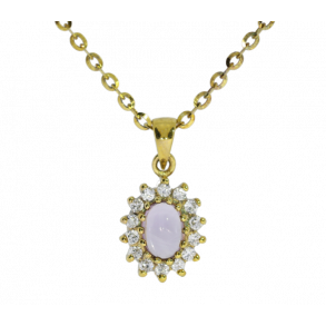 Forgyldt Roset-vedhng m/Ametyst + Kde