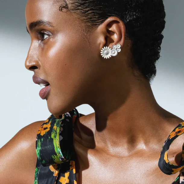 Georg Jensen Daisy Hvid/Rhvid Ear Cuff Venstre 20001133