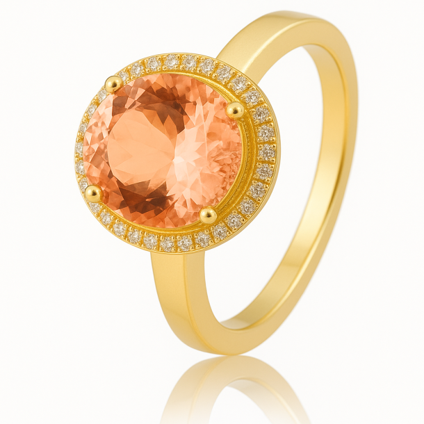 14KT.RING M/PINK MORGANITE /BRILL