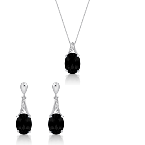 Smykkebox 689 bestende Slvkde med slvvedhng med smuk sort zirkonia med hvide