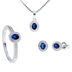 14kt Hvidguldsring m/0.10 ct Diamanter og 0.216ct Safir