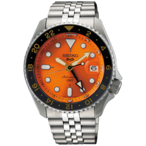 Seiko 5 Sports GMT Stl m/Orange Skive - SSK005K1