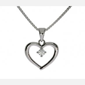 Slv Hjerte m/Zirkonia + Kde