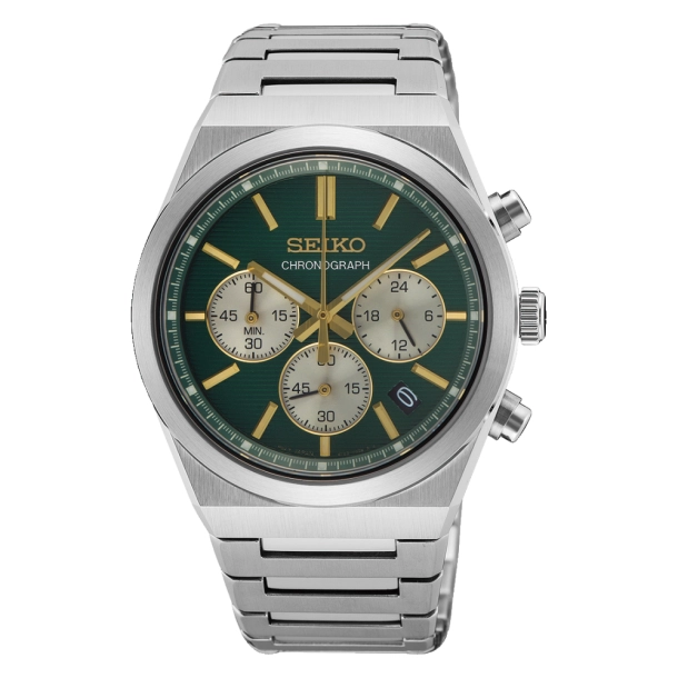Seiko Herre Cronograf Kvarts m/Gr�n Skive SSB461P1