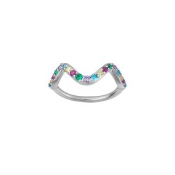 Slv Wave Rainbow Ring 5-3705m-R