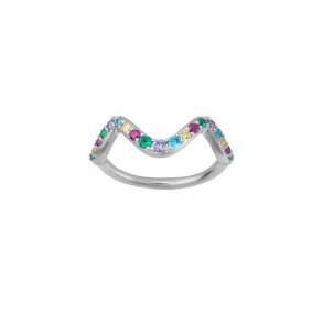 Slv Wave Rainbow Ring 5-3705m-R
