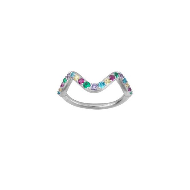 Slv Wave Rainbow Ring 5-3705m-R